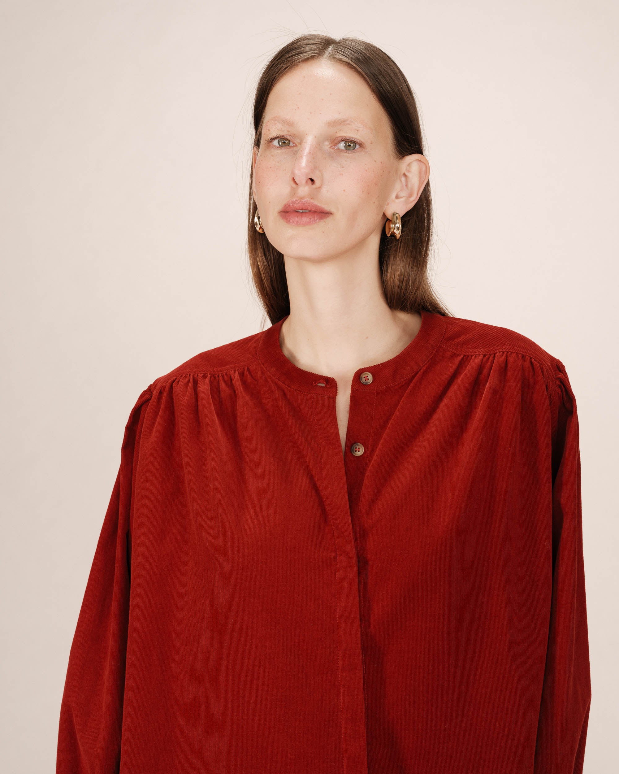 Blouse oversize velours terracotta Suri