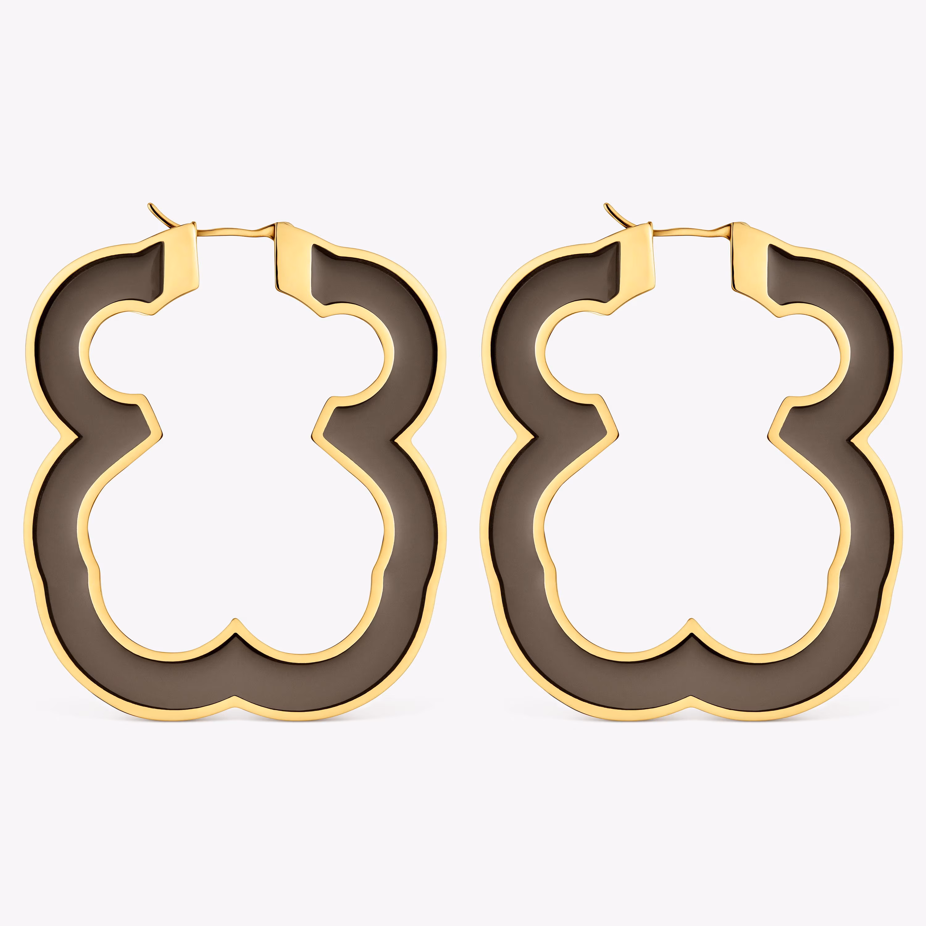 Pendientes oso de acero dorado y resina negra 53 mm Galaxy