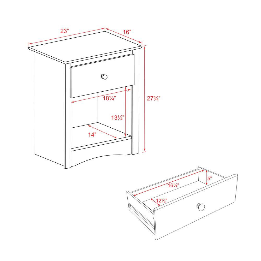 Prepac 1-Drawer Sonoma Tall Nightstand