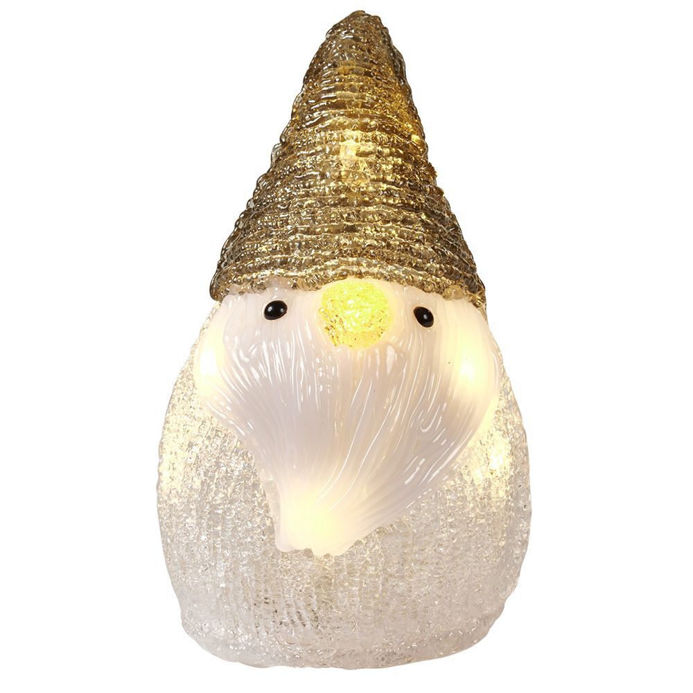 Père-No&euml;l lutin lumineux acrylique H17cm 10 LED blanc chaud
