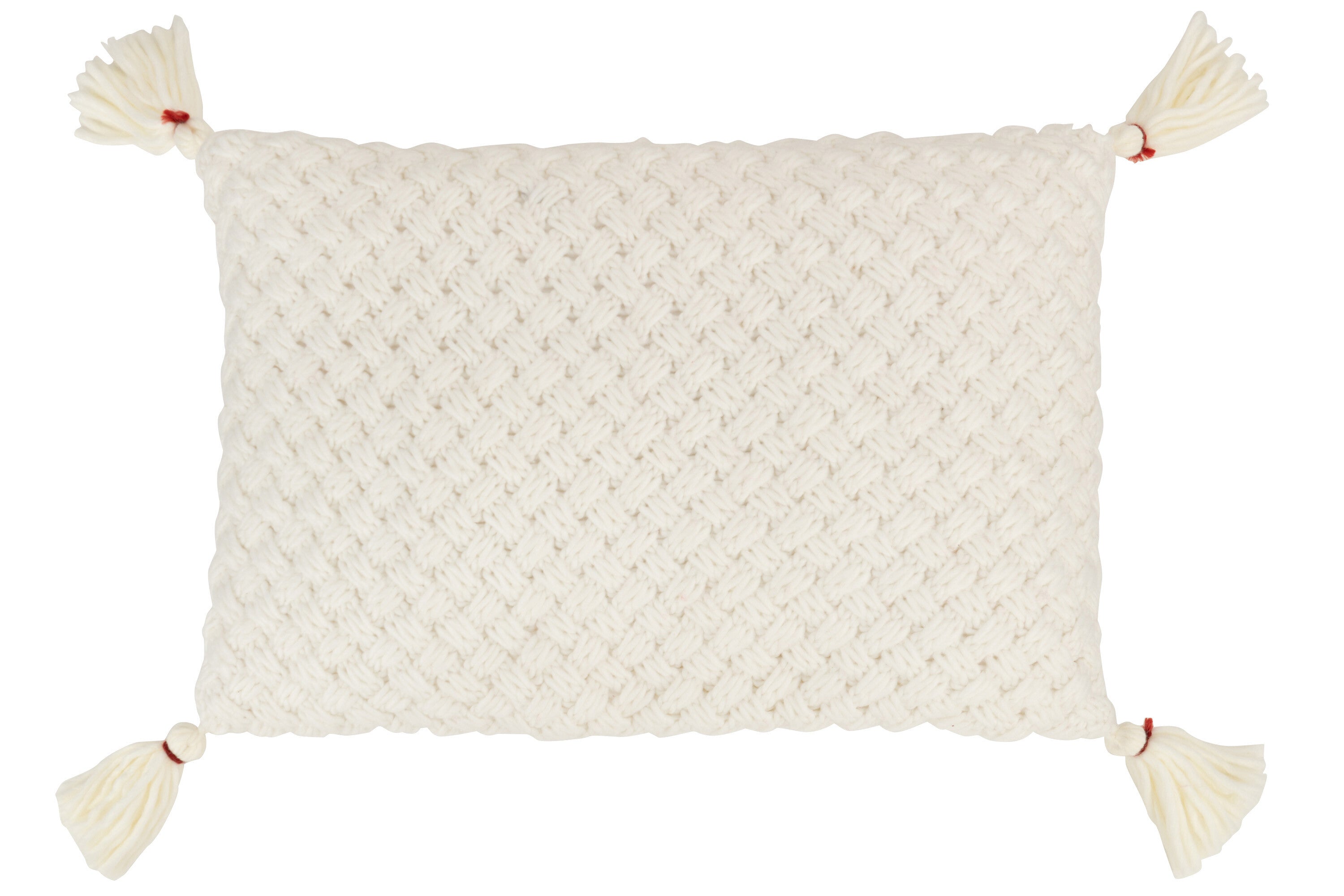 J-Line kussen Gehaakt Kwast - polyester/acryl - wit