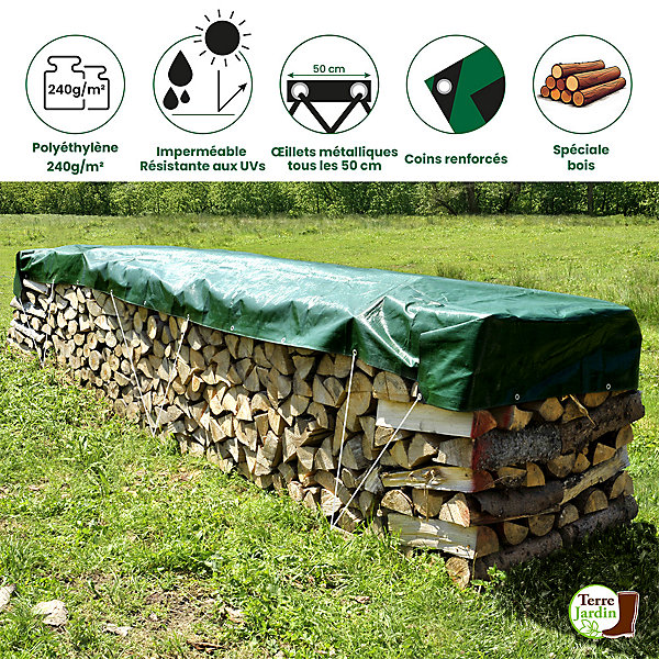 Bâche de protection professionnelle 240 g/m²imperméable 2 x 8 m