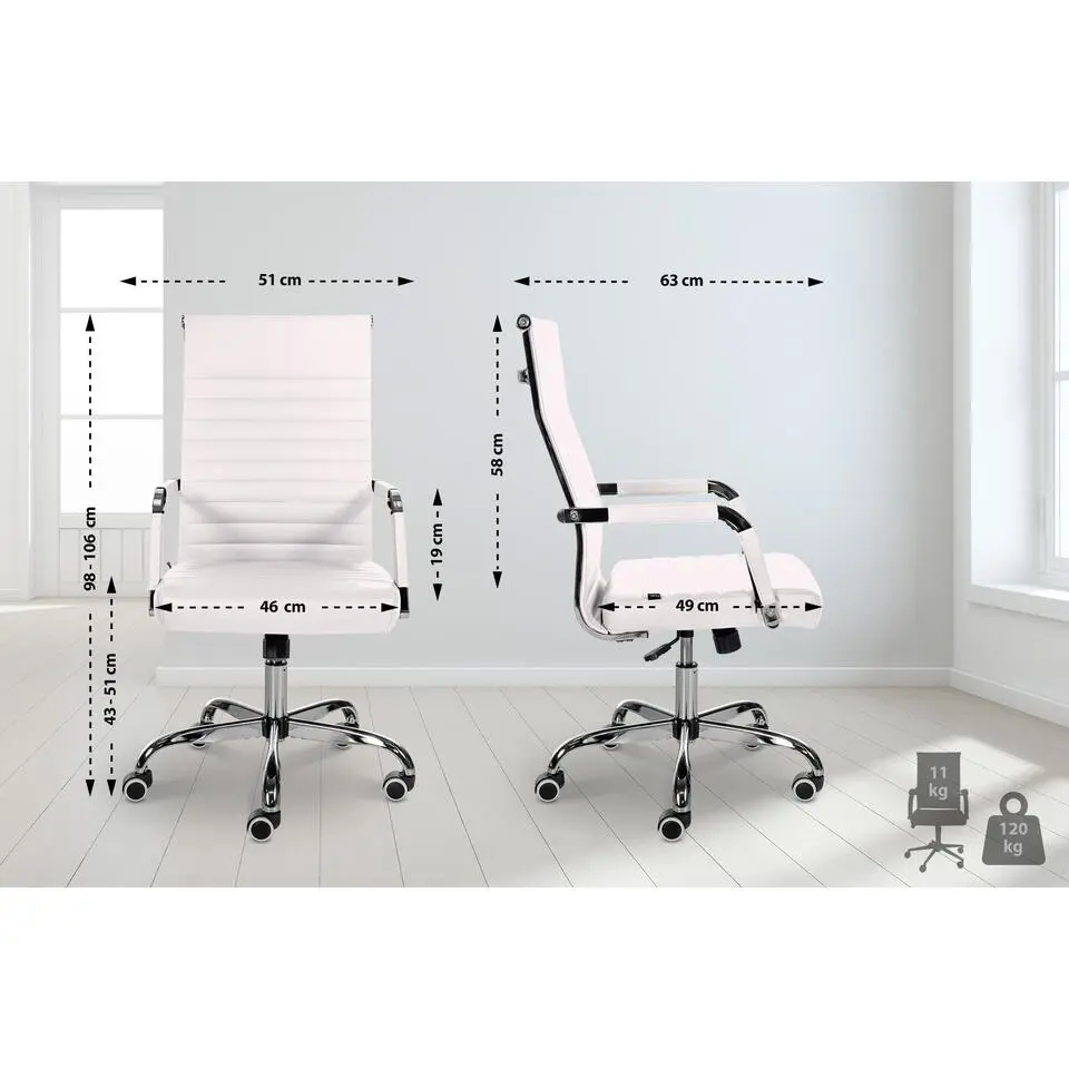 CLP Bureaustoel Amadora Kunstleer - wit