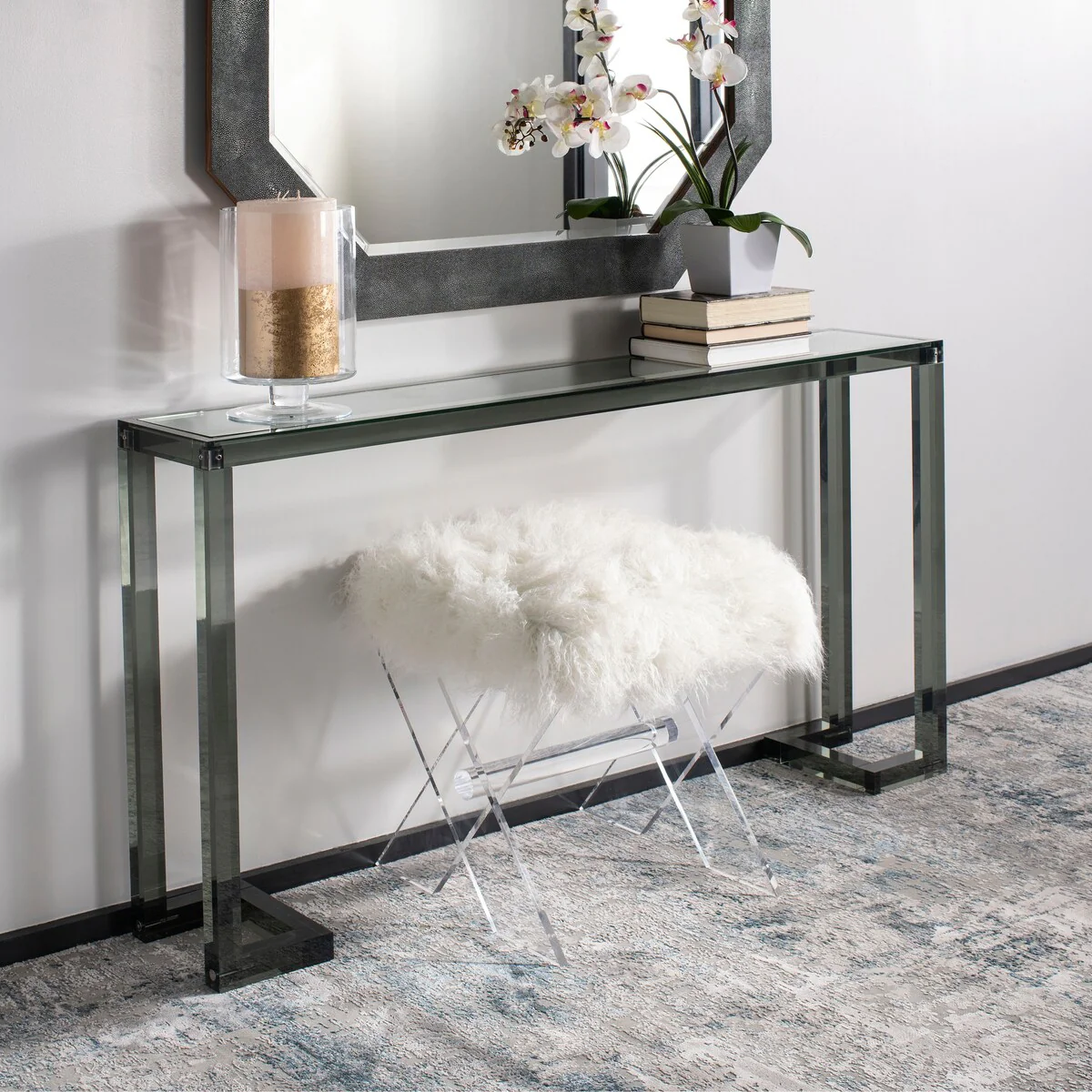 SAFAVIEH Couture Camryn Acrylic Console Table - Clear - 60 W x 10 L x 30 H - 52Wx10Dx30H