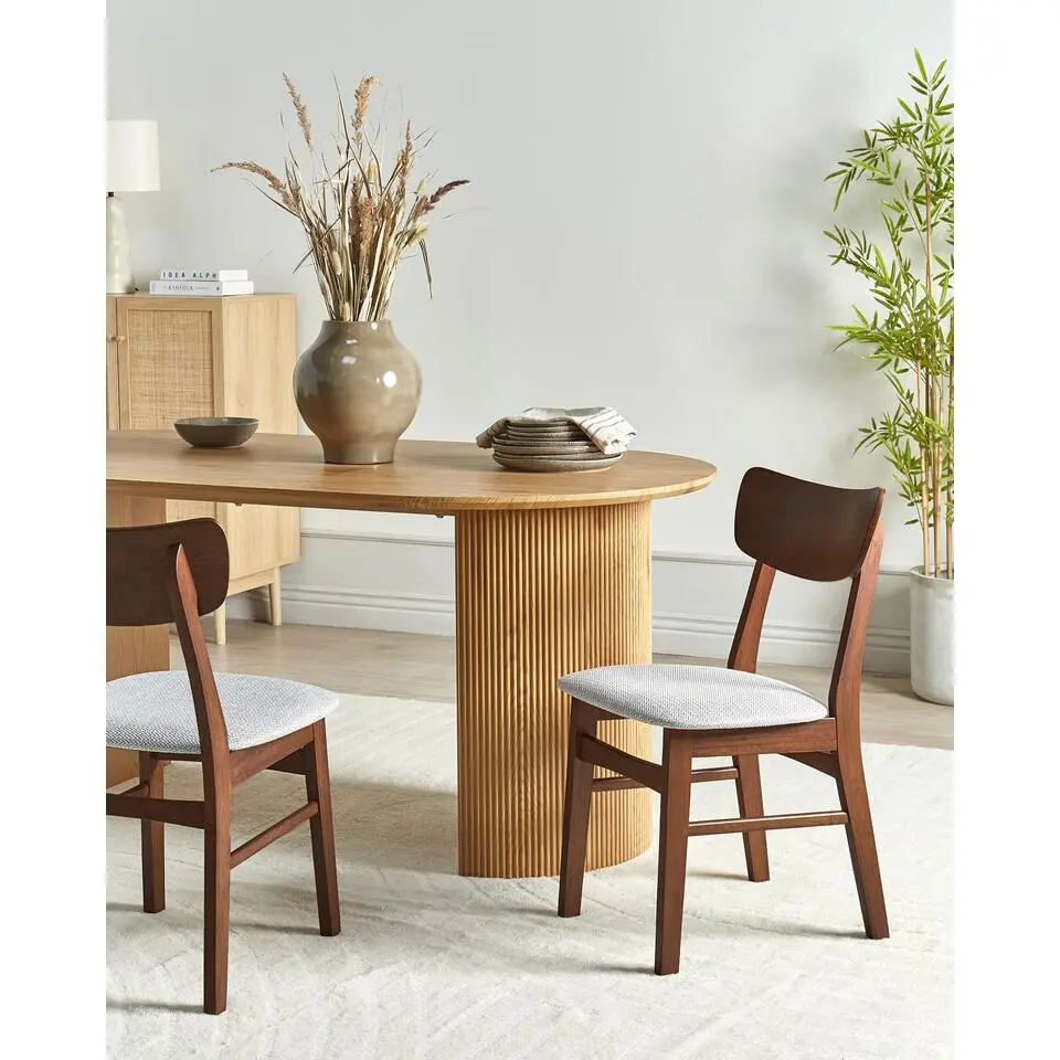 ANOKA - Eetkamerstoel set van 2 - Lichtgrijs - Rubberhout