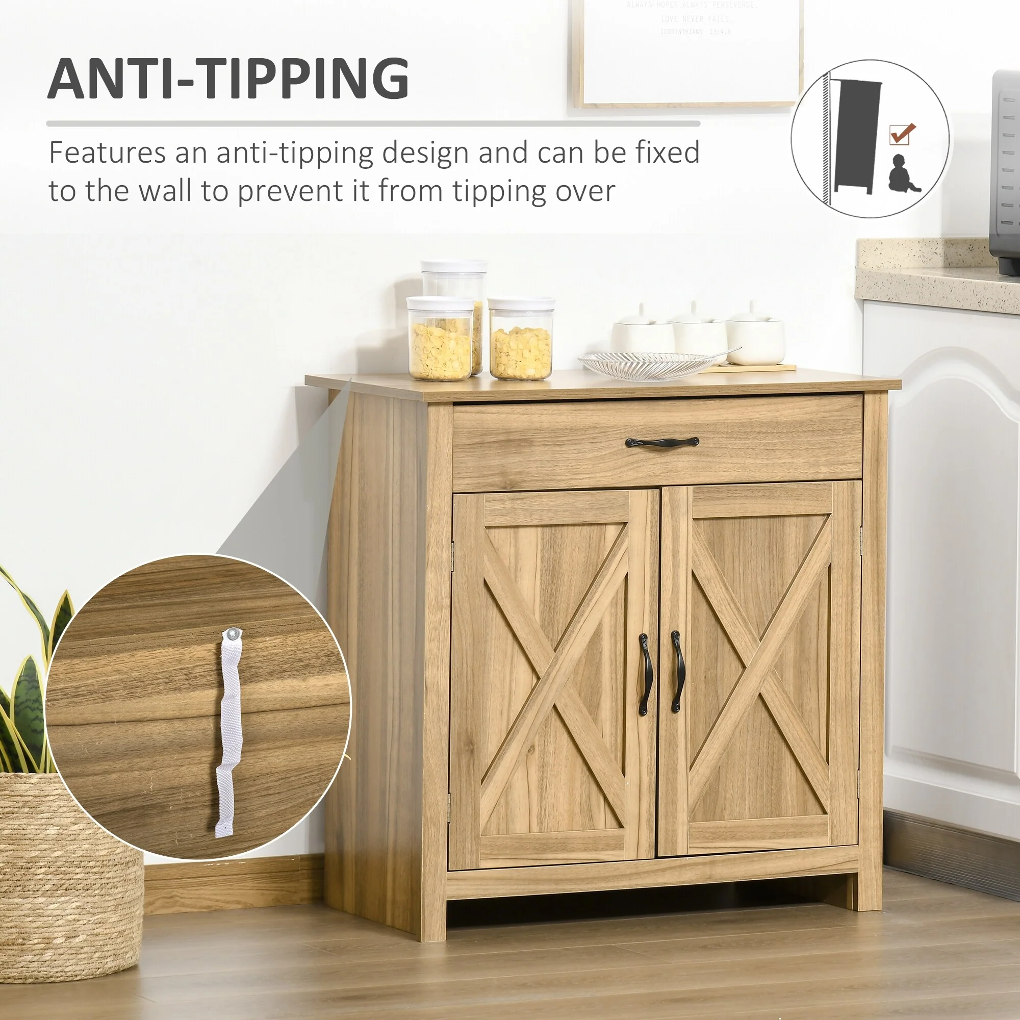 Sideboard Buffet Cabinet Barn Door Coffee Bar Cabinet