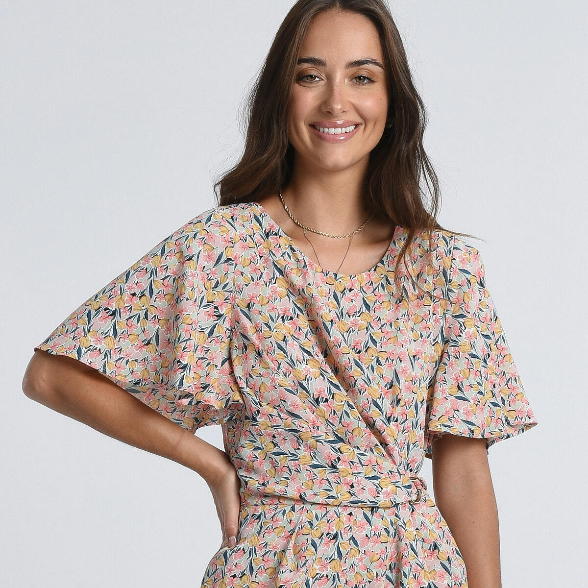 Combishort imprimé avec ceinture