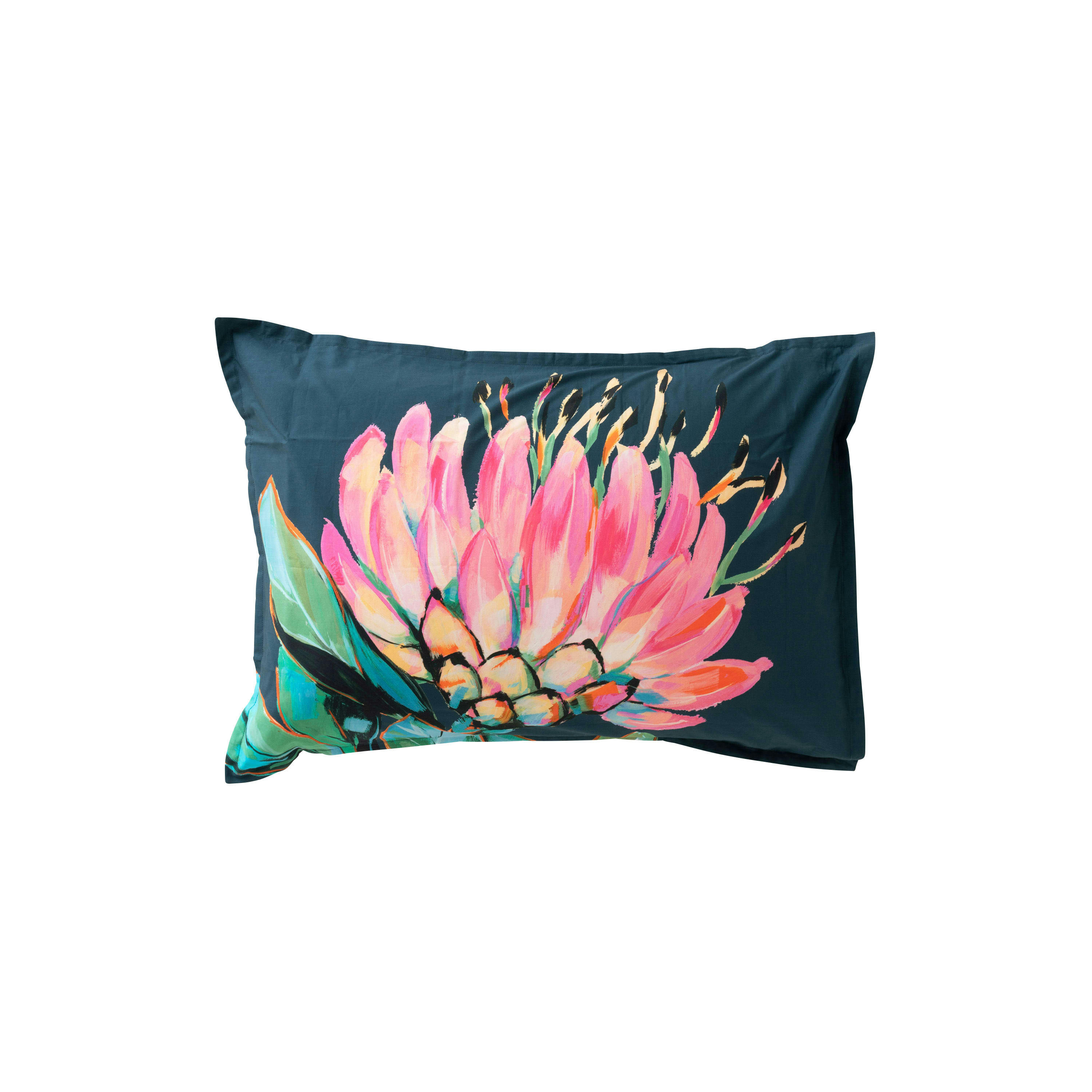 PROTEA - Taie d'oreiller rectangulaire imprimé bleu 50 x 70 cm