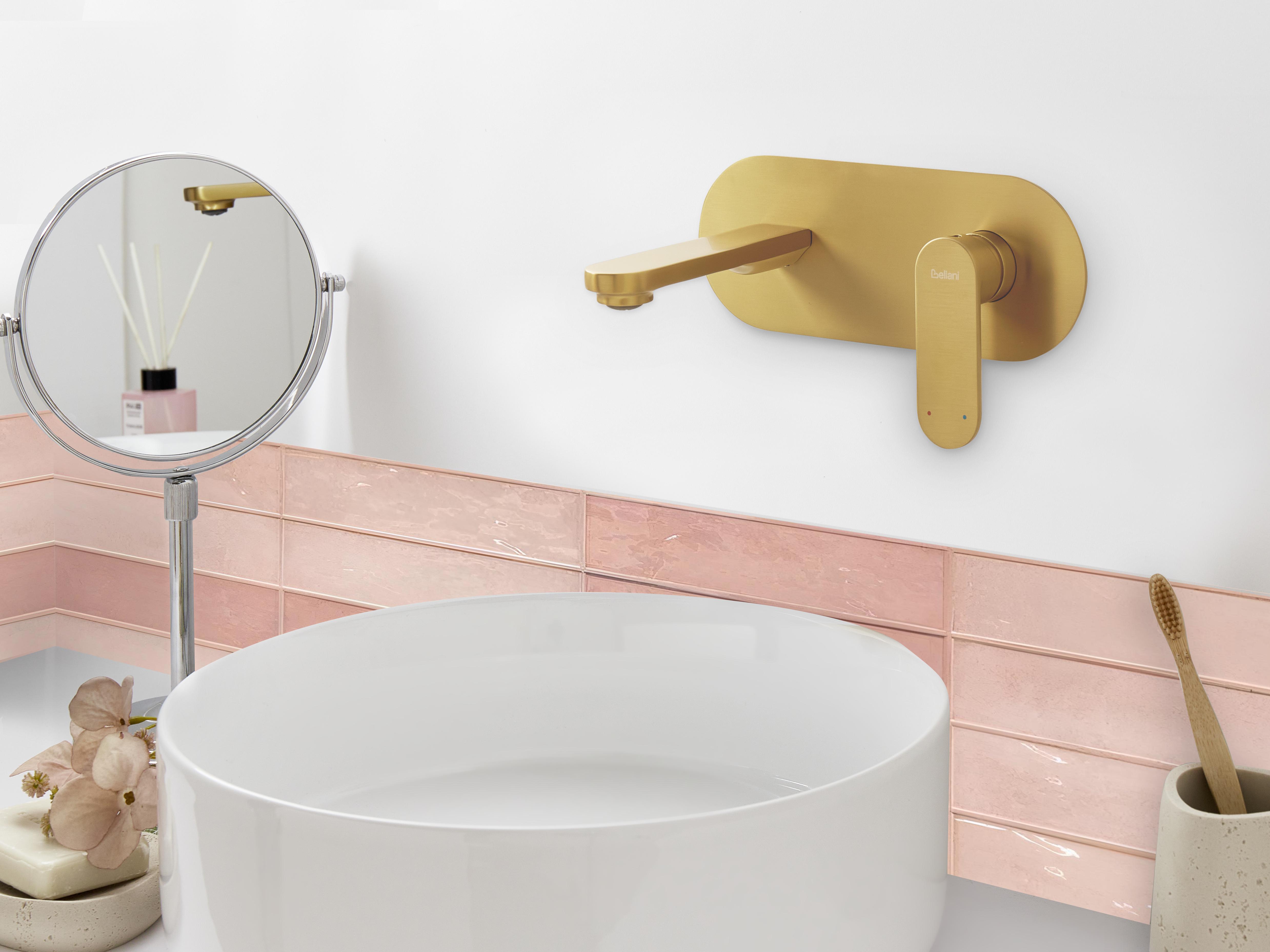 Wall Mounted Basin Mixer Tap CHAPALA Brass Gold