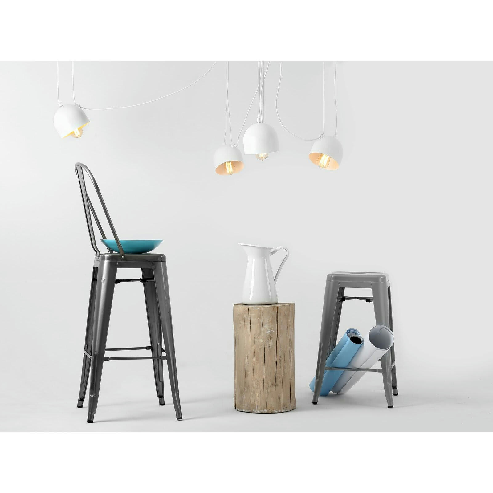 POPO - Suspension Acier Blanc 15x15x15 cm