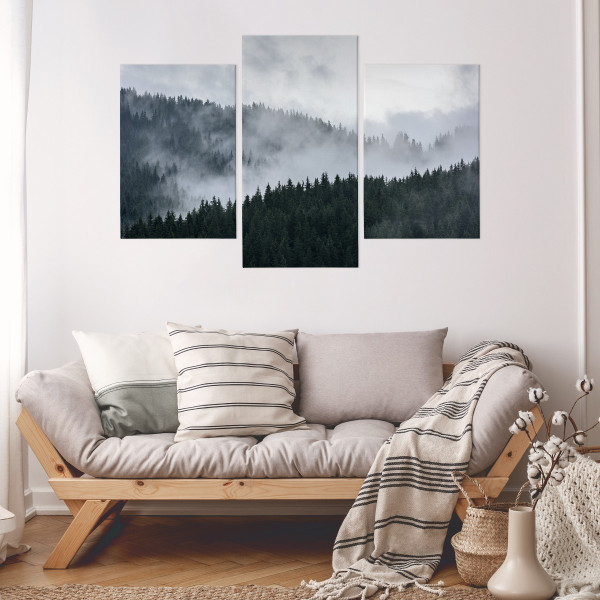 Obraz Tryptyk Zamglony LAS Widok 3D 60x40cm
