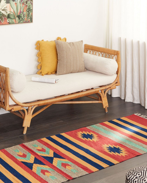 Dywan bawełniany kilim 80 x 300 cm wielokolorowy