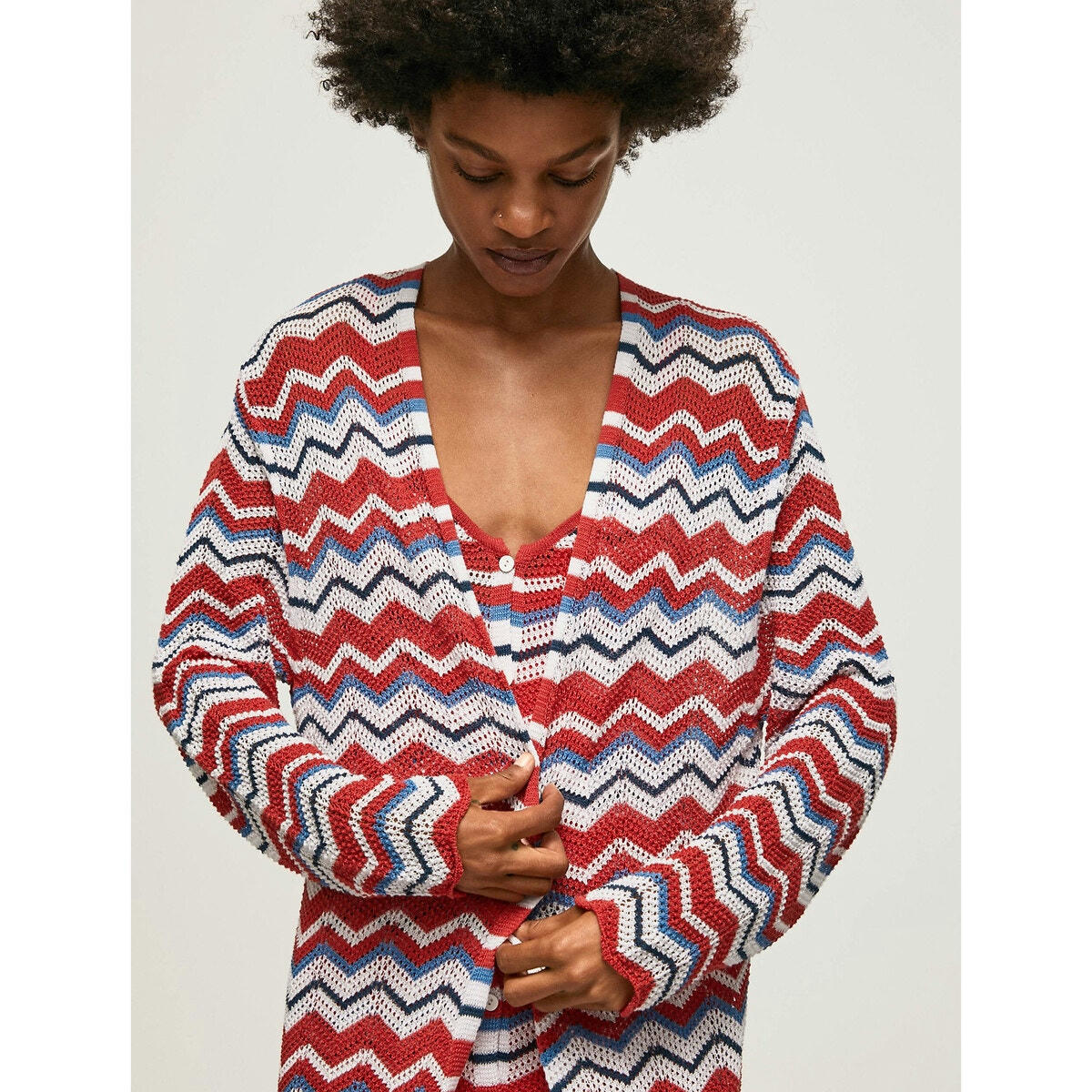 Gilet long imprimé zig zag