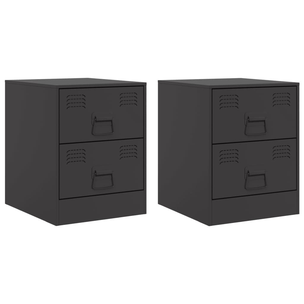 2x Szafka Nocna Stolik Komoda Czarna Do Sypialni 34,5x39x44 cm