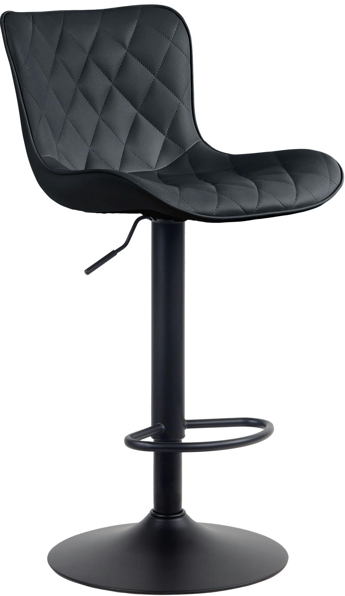 EMMA - Tabouret de bar ajustable pivotant similicuir Noir