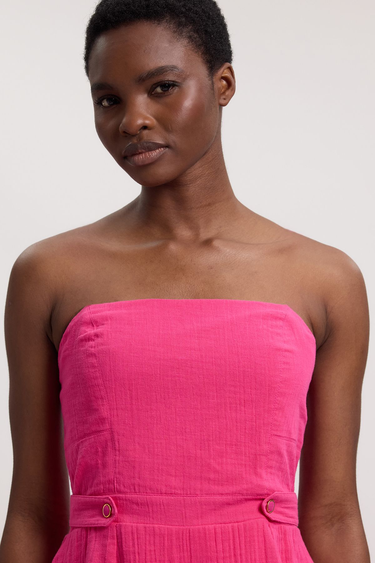 KarenMillen Double Cloth Bandeau Peplum Midi Dress
