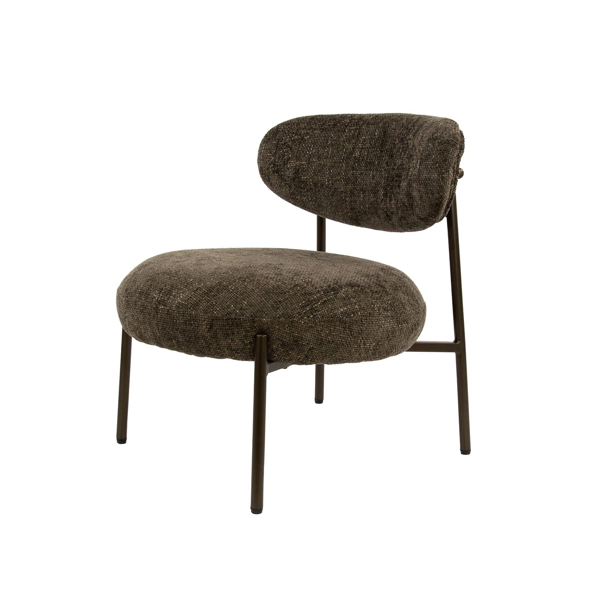 Fauteuil de salon confortable – tissu chenille brun CREEK
