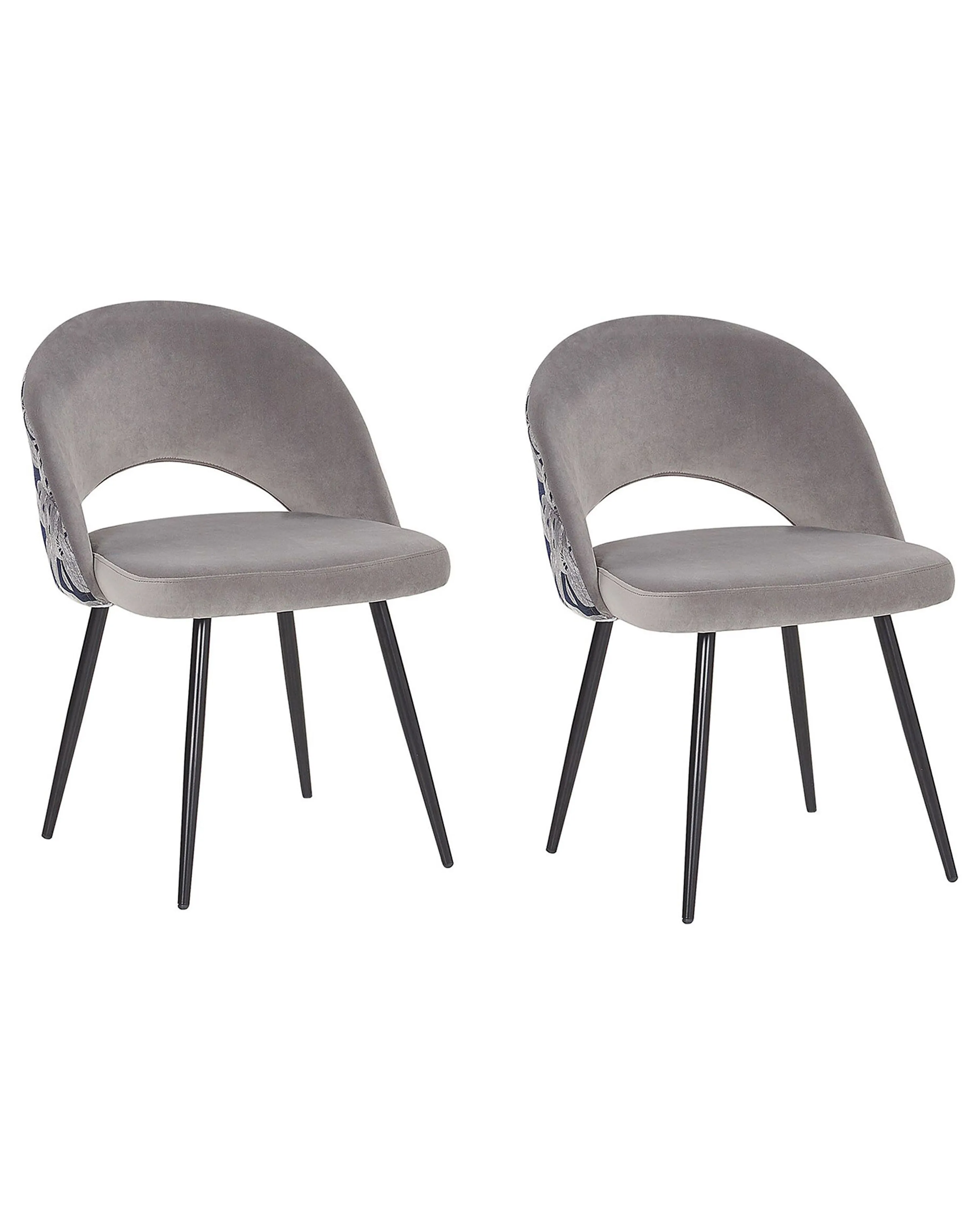 Set of 2 Dining Chairs VIVIAN Velvet Grey