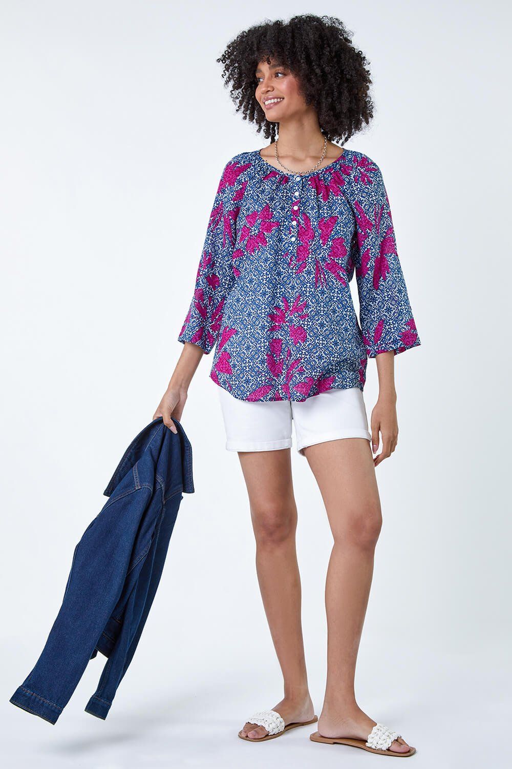 Roman Floral Tile Print Top