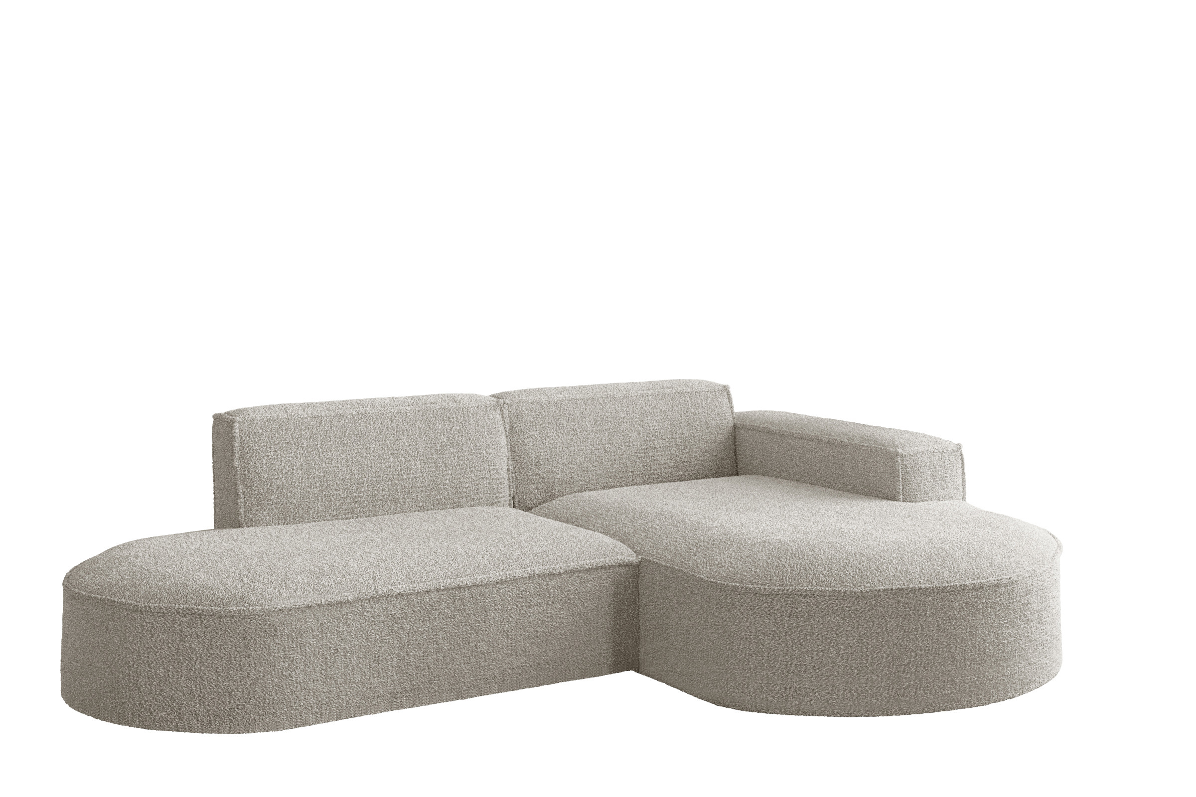 Sofa w kształcie L MODENA Studio, tkanina Loop, Perłowy Prawostronny