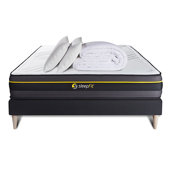 Pack sommier kit matelasMémoire de forme avec couette et oreillers