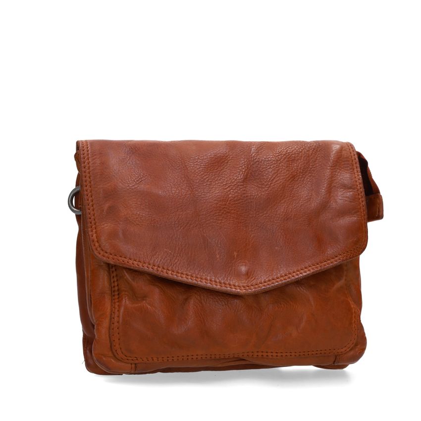 No Stress Cognac leren schoudertas