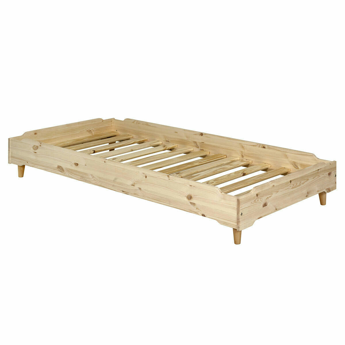 JELLY - Lit empilable avec pieds et matelas 90x190 cm bois massif