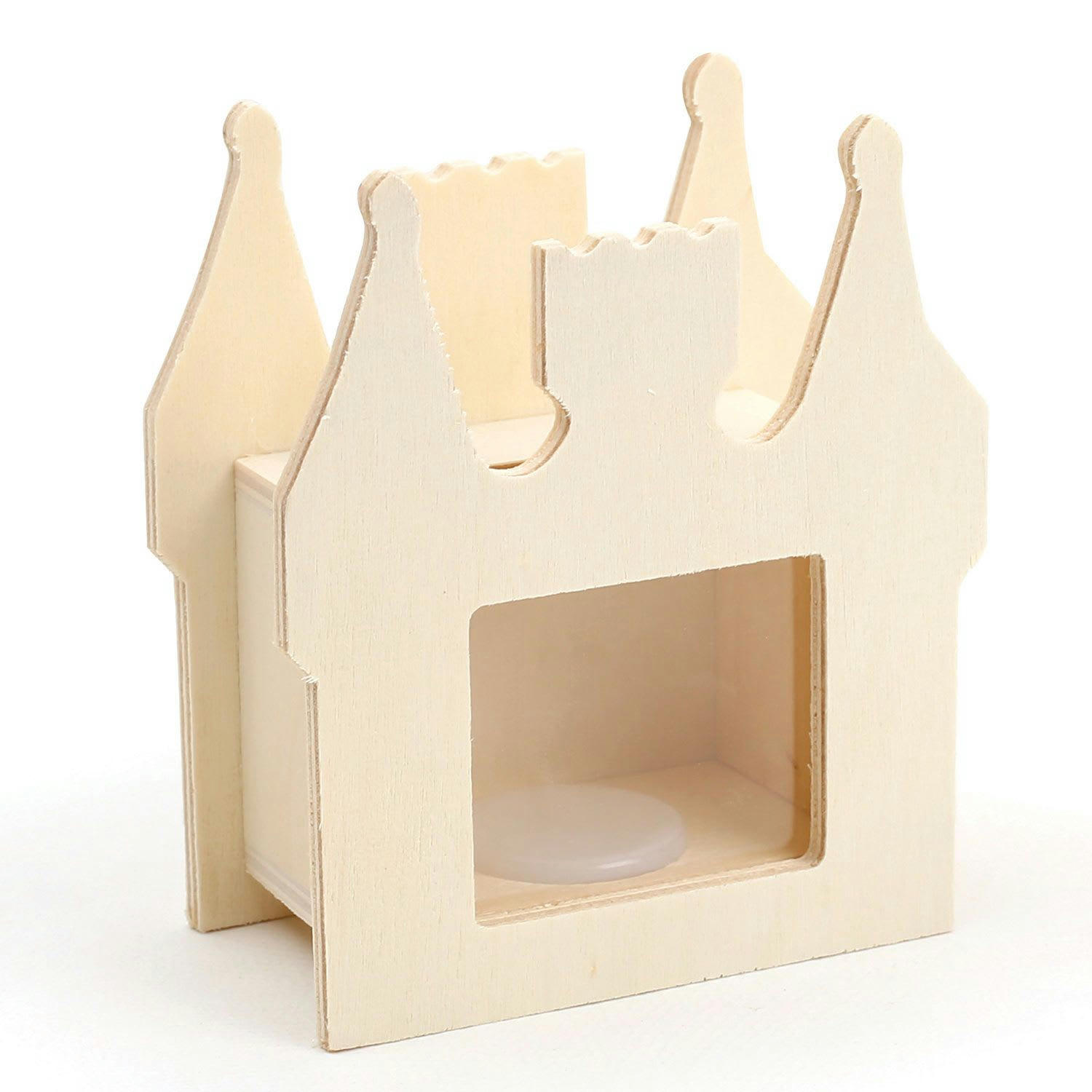 - Tirelire château en bois 10,5 x 12 cm