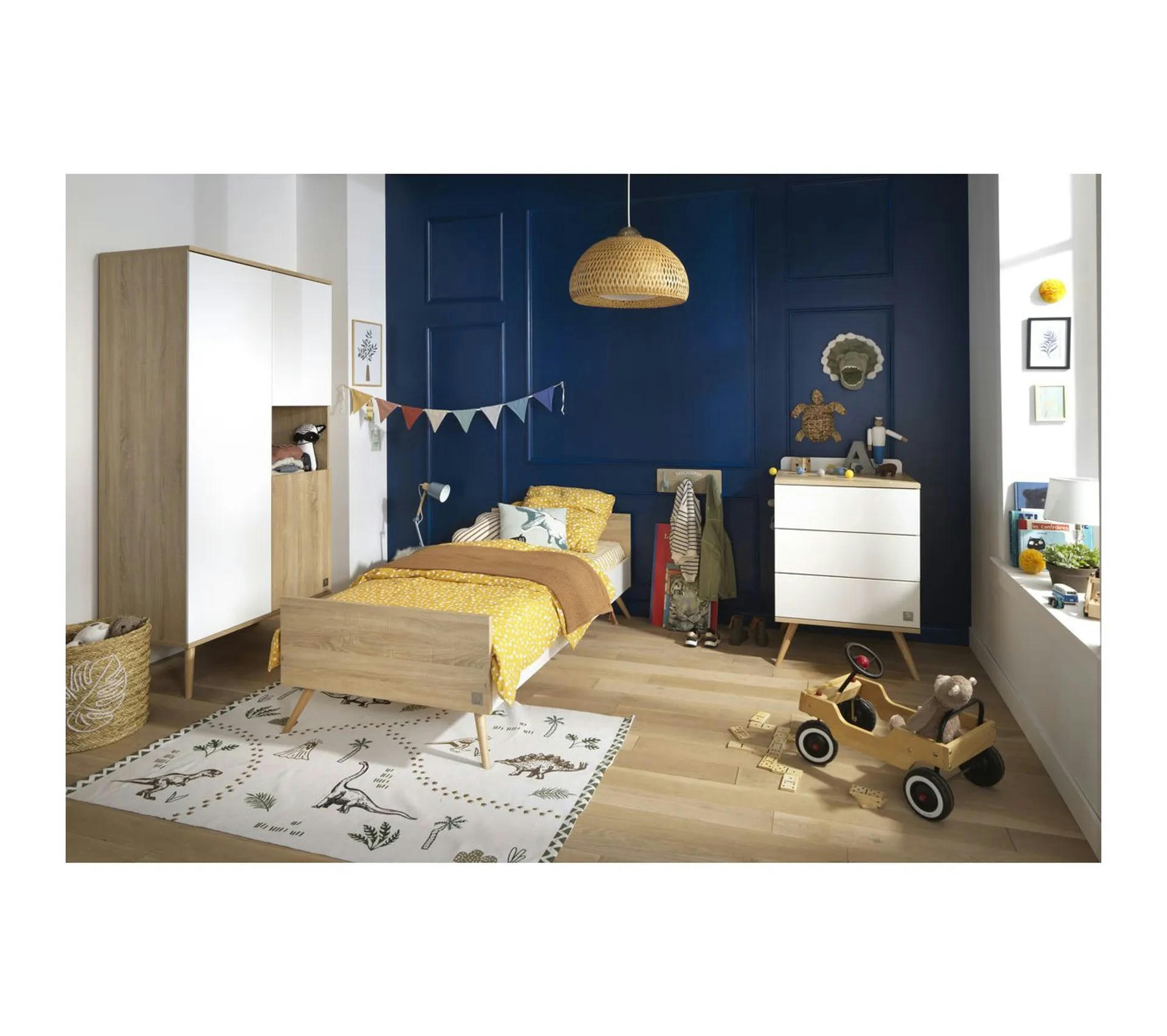 SEVENTIES - Petite commode couleur bois et blanc