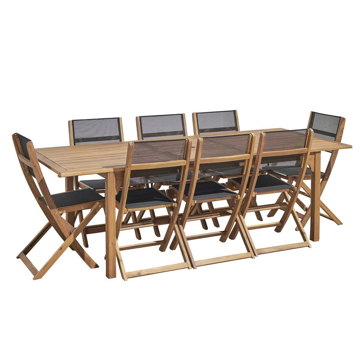 HANOÏ - Salon de jardin en acacia FSC et extensible 8/10 pers.