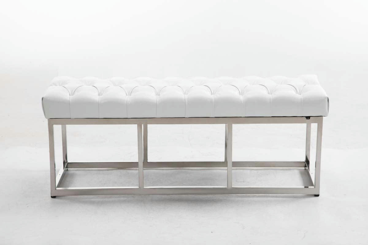 AMUN - Banquette avec pieds en métal assise en similicuir Blanc