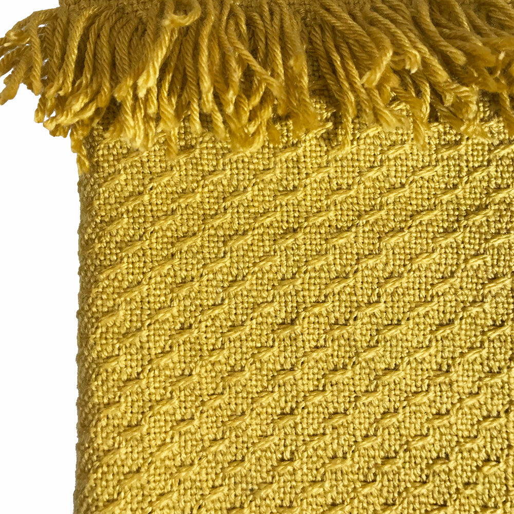 Malagoon Fringe Sierkussen - Mosterdgeel