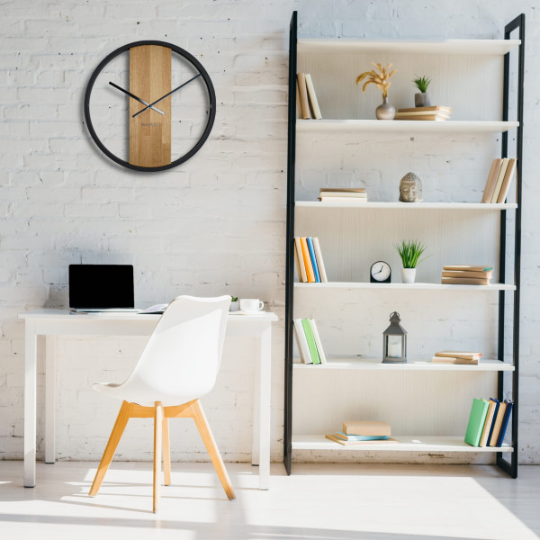 Zegar okrągły dębowy LOFT OVAL metal 50cm