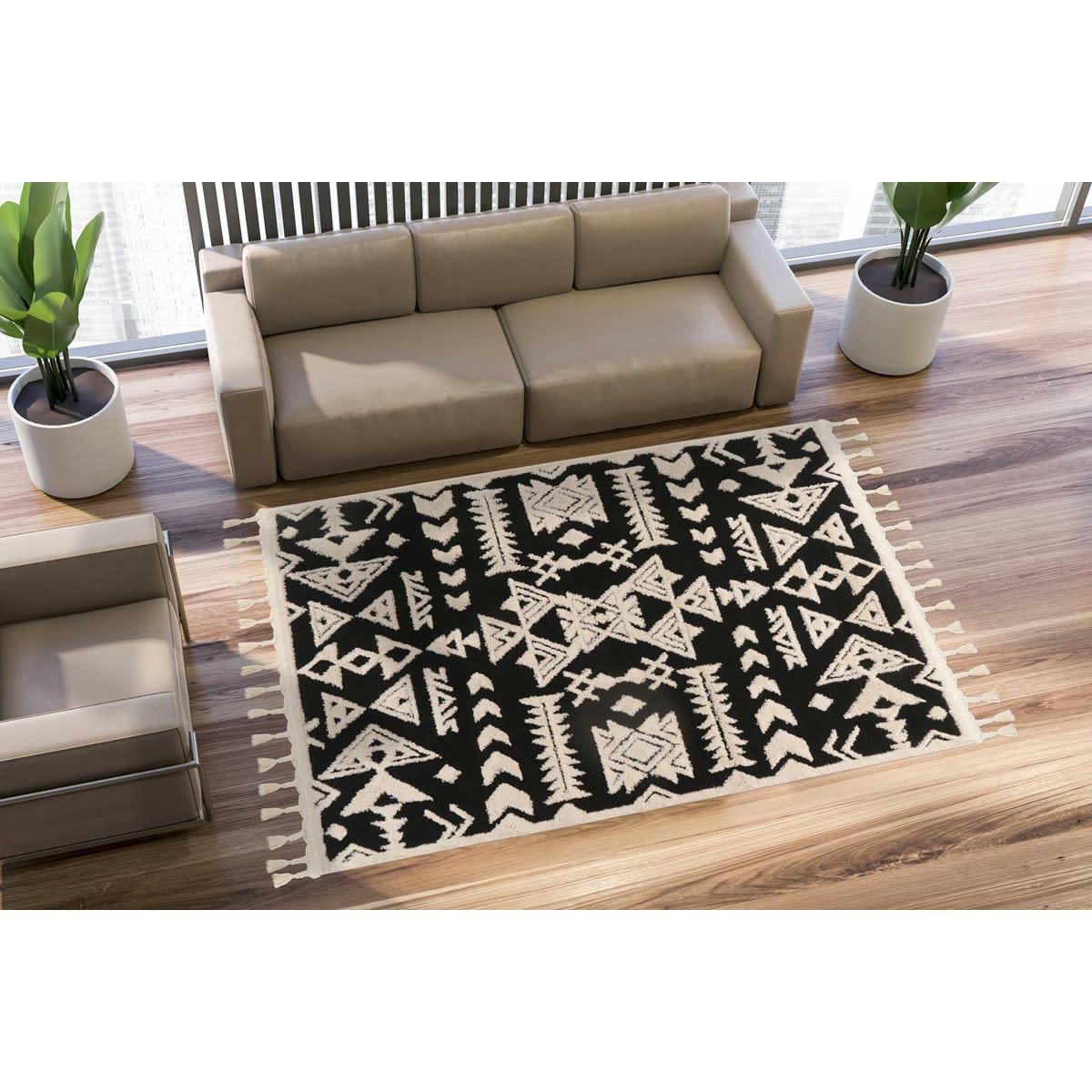 NEXAN - Tapis de salon en polypropylène beige 80x160 cm