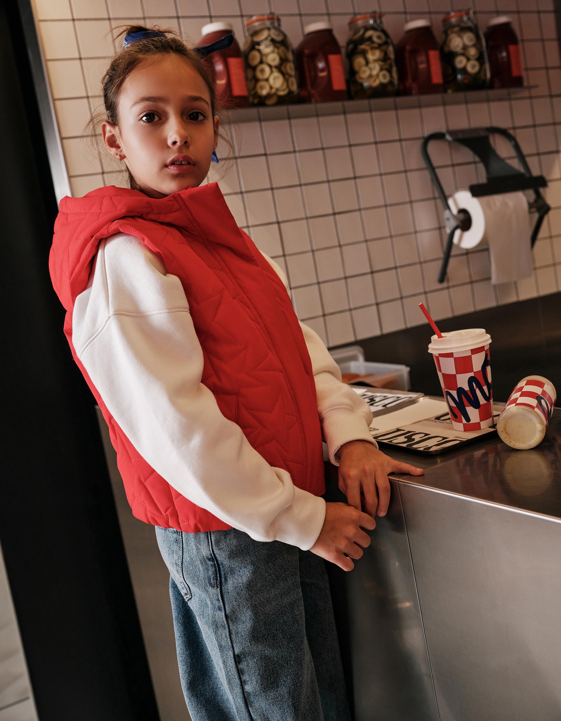 Colete Acolchoado, Menina, Vermelho