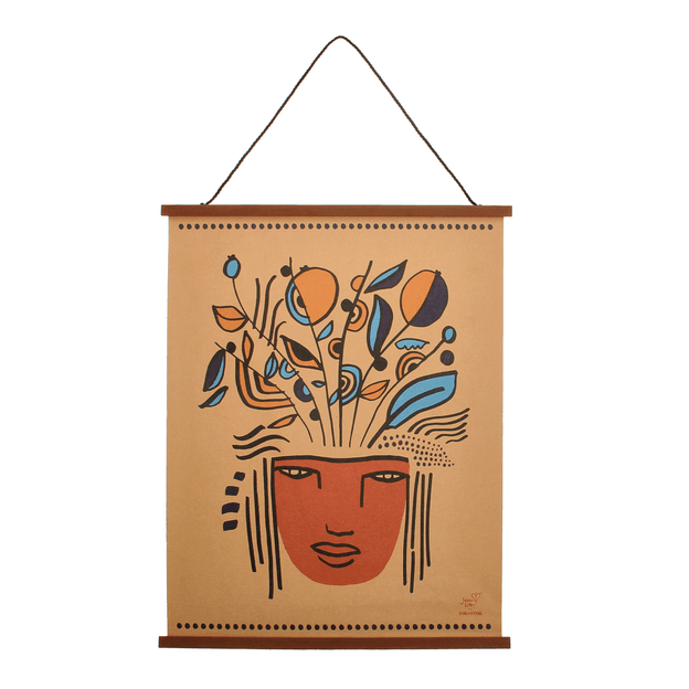 FLÂMULA 37 CM X 47 CM MULHER PÁSSARO FLORESTA