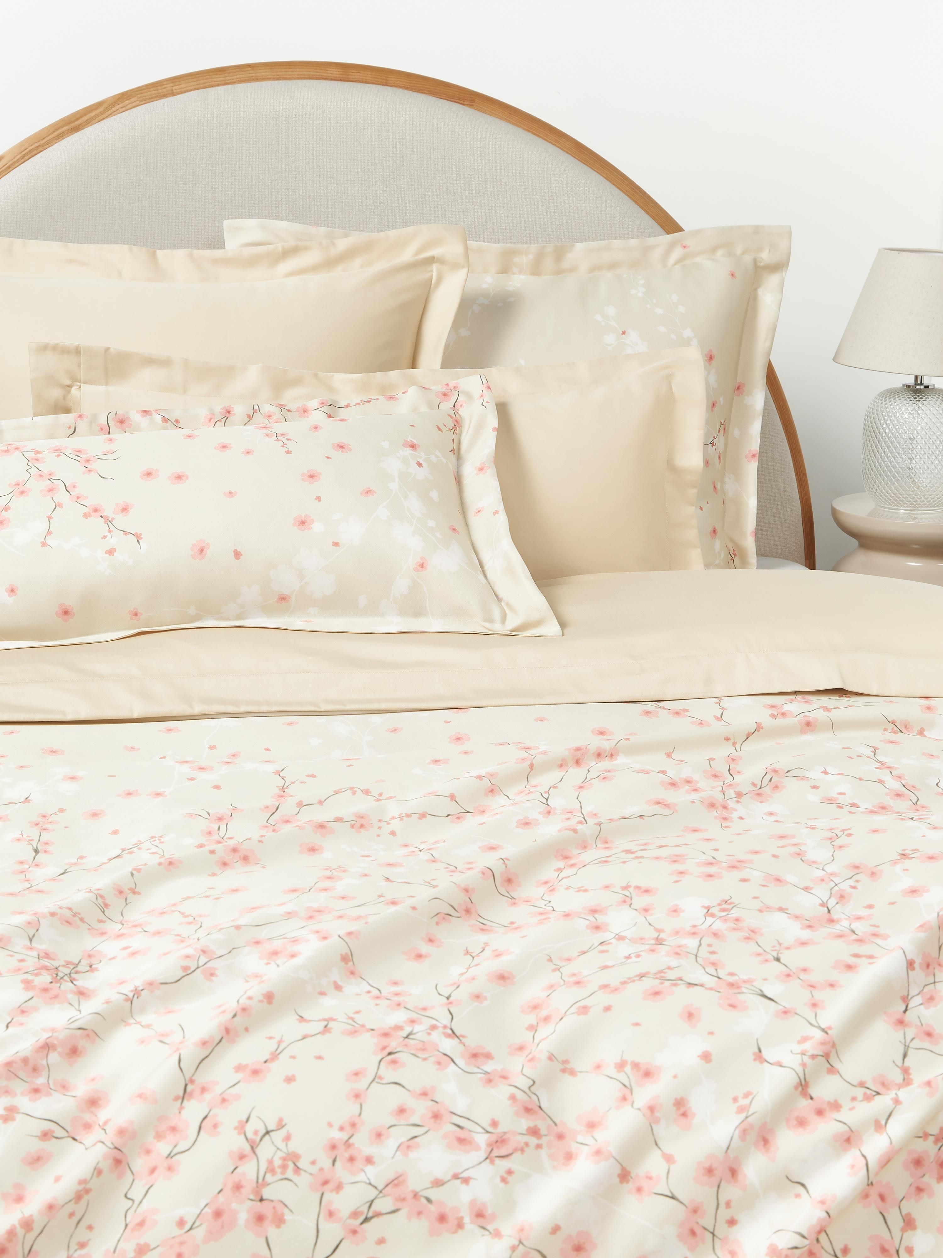 Baumwollsatin-Kopfkissenbezug Sakura mit Blumen-Print