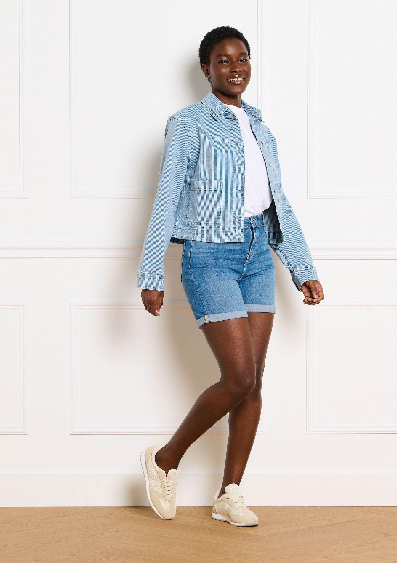 Denim short met hoge taille