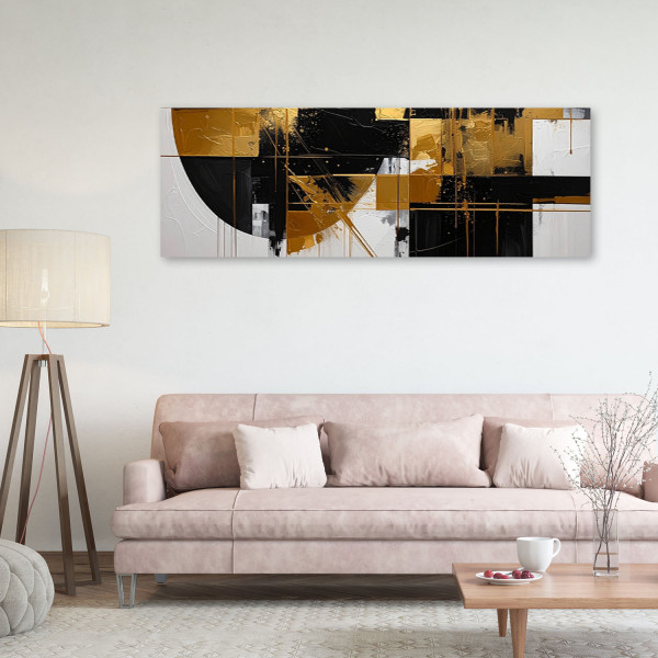 Obraz do salonu sypialni biura, Geometryczna abstrakcja złote 90x30