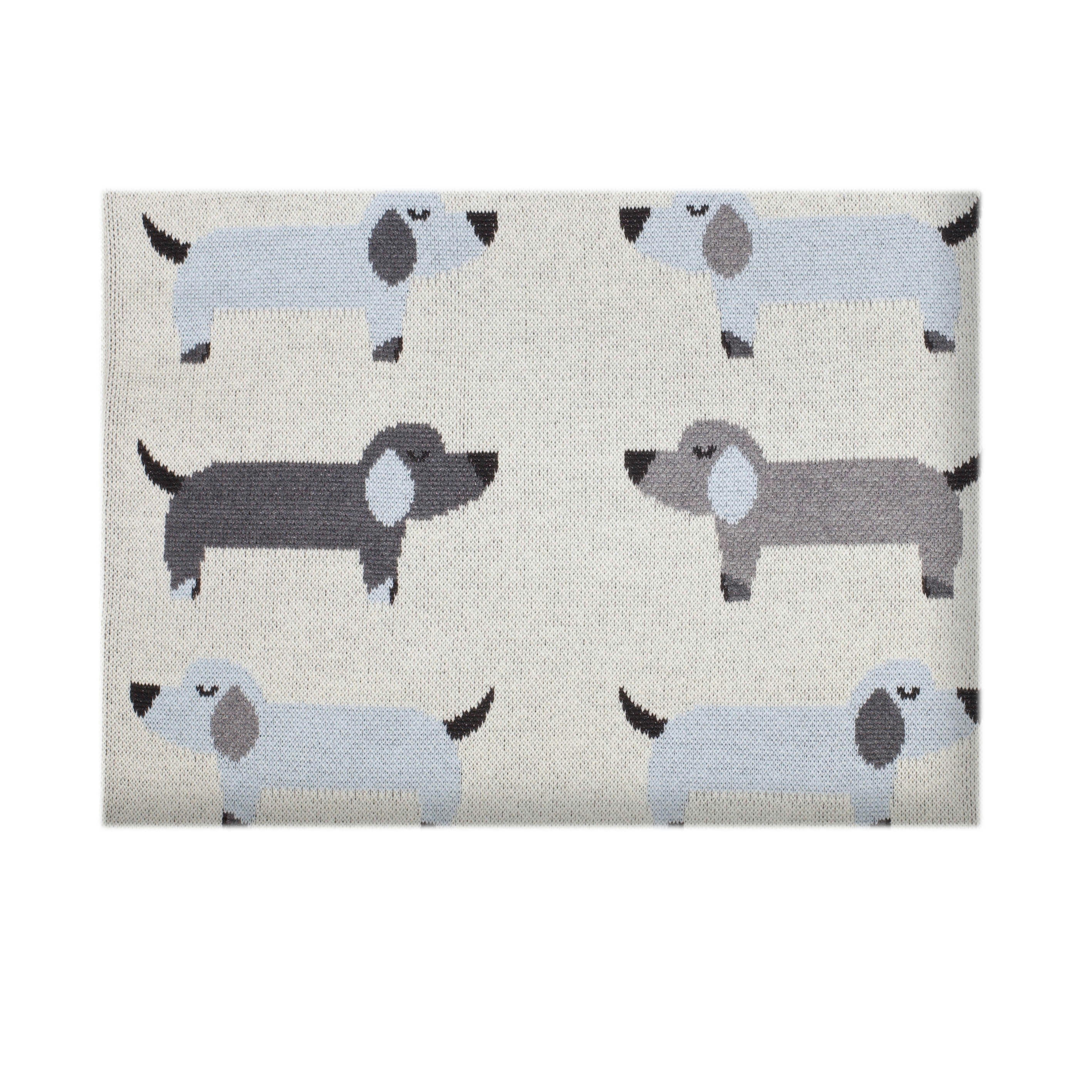 - Couverture bébé en coton bio motifs chiens 80 x 100 cm
