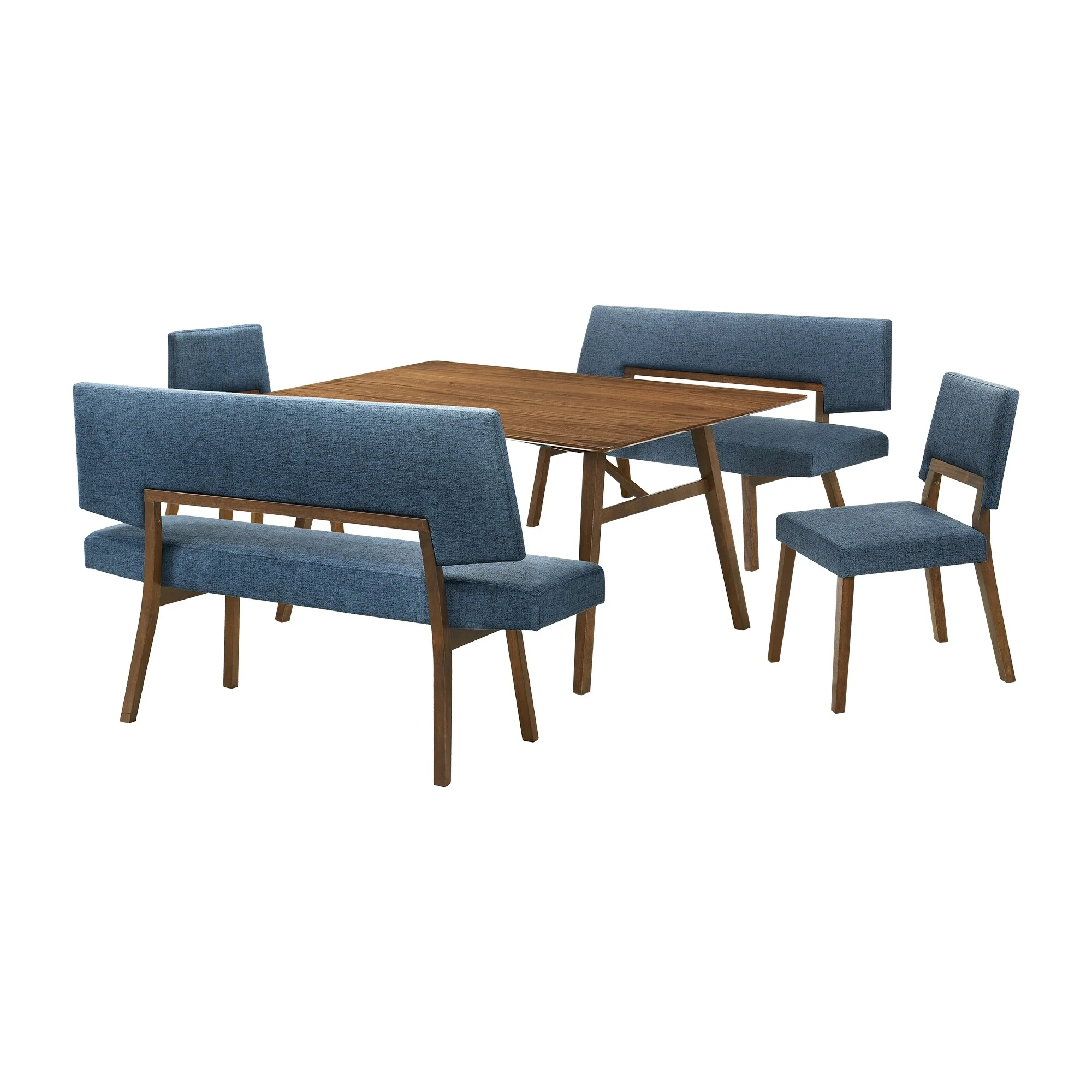 Channell 5 Piece Wood Dining Table Set with Benches