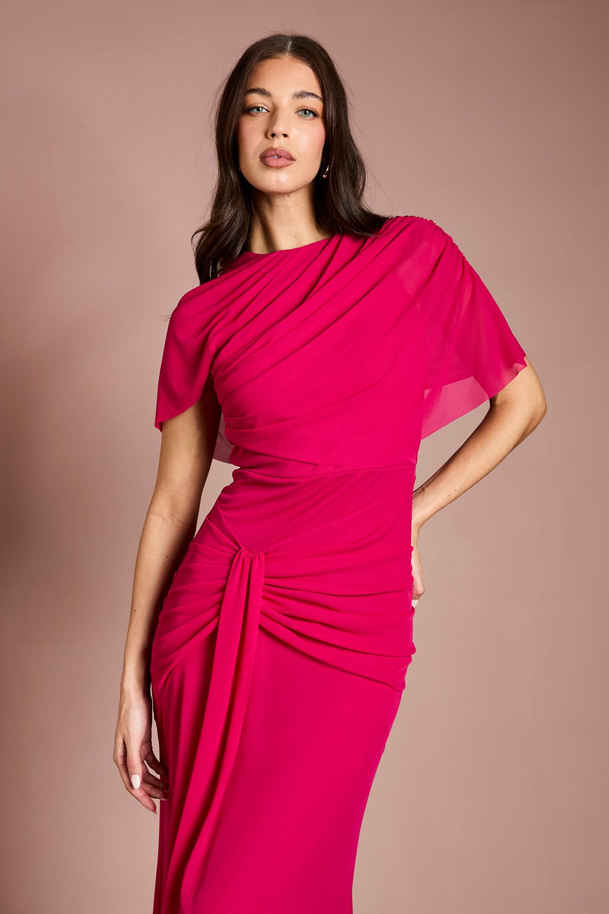 Coast Contour Collective Twist Cape Sleeve Dress