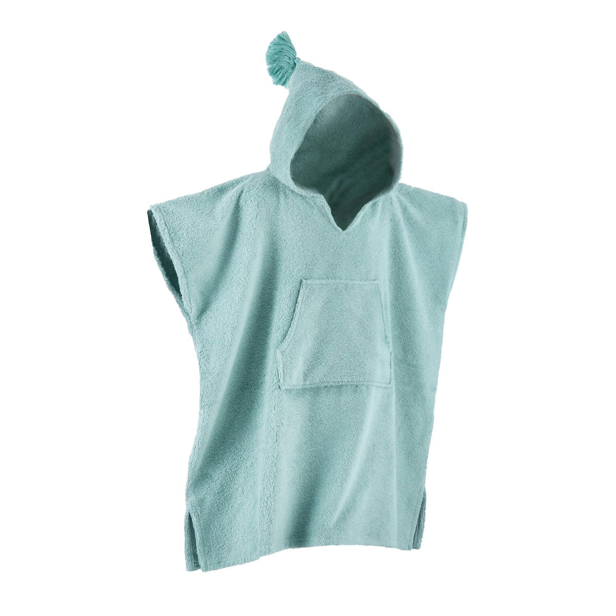 PONCHO KIDS - Peignoir poncho enfant bleu 6/8 ans en coton