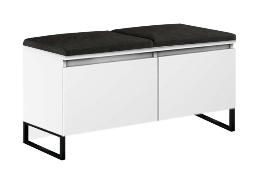 Zestaw Do Przedpokoju 2Pp8 Biały/Czarny 100X37X224 Cm Welur Czarny