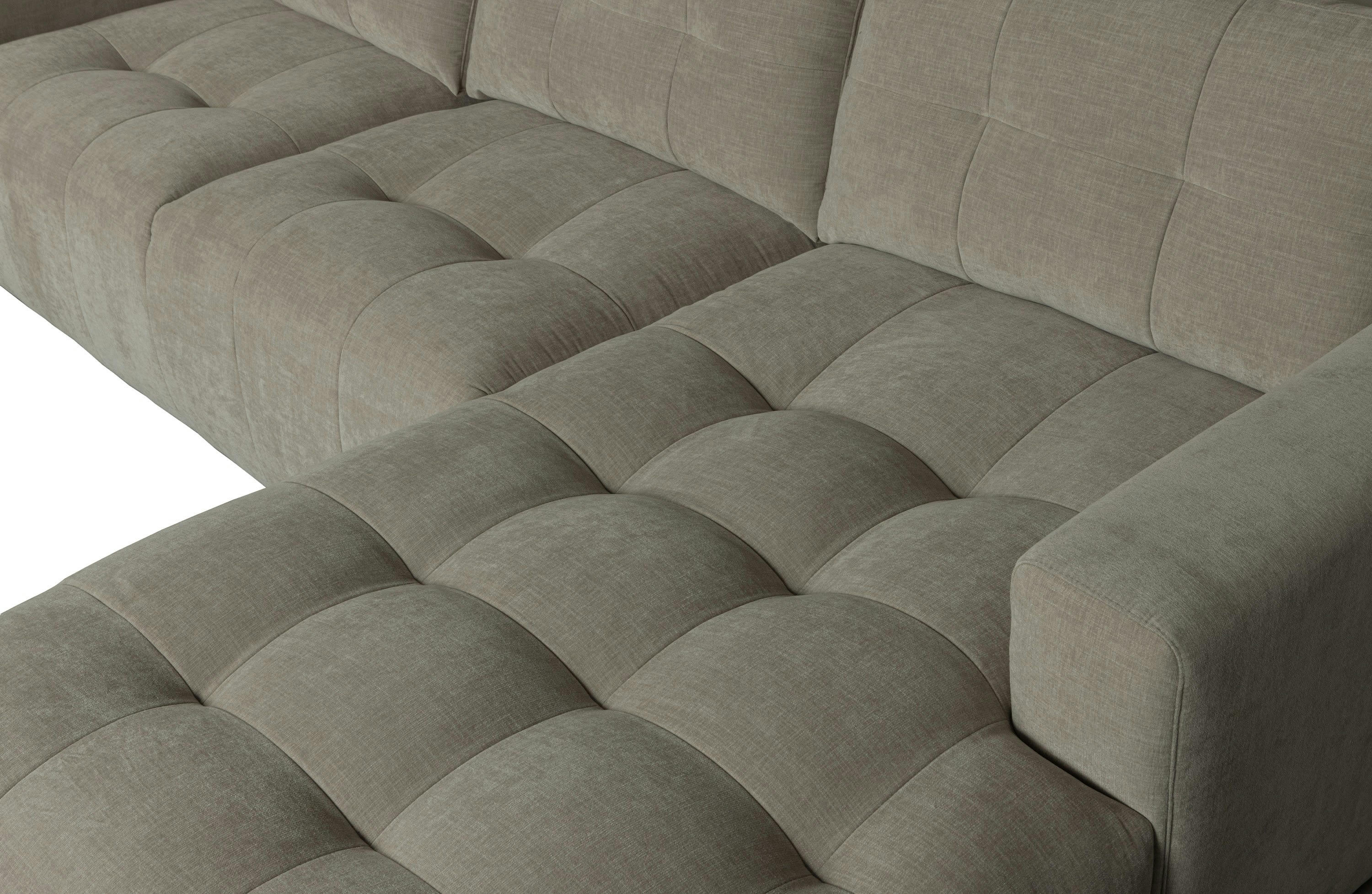 BAR - Canapé d'angle droit 3 places en tissu gris clair