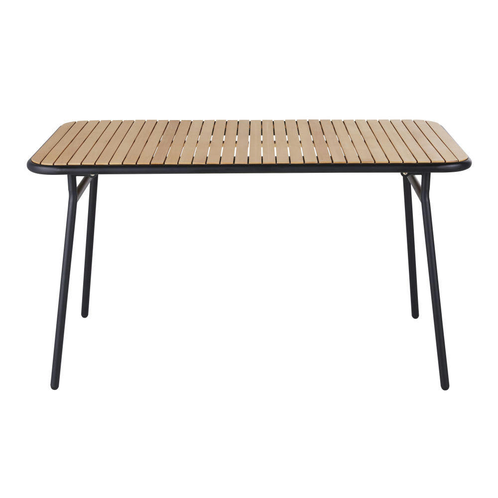 Geli - Table de jardin pliante en bois de hêtre et métal noir 6 personne