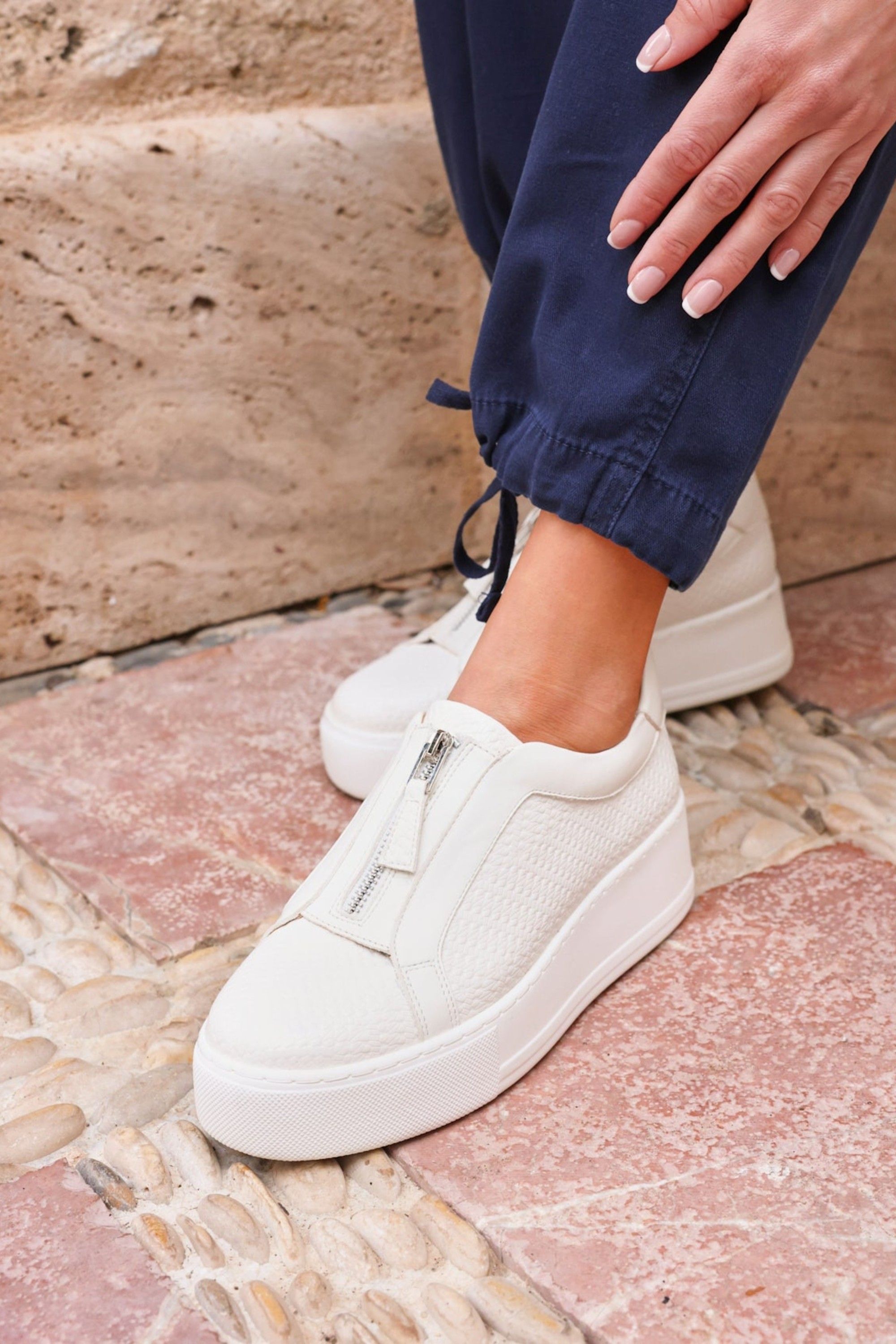 Linzi Piper White Faux Leather Trainers