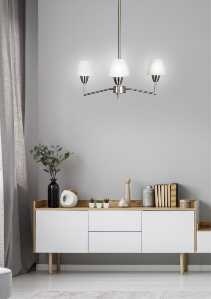 Lampa wisząca srebrno-biała TOGO 3xG9x40W wym: 55x45x45 cm Candellux