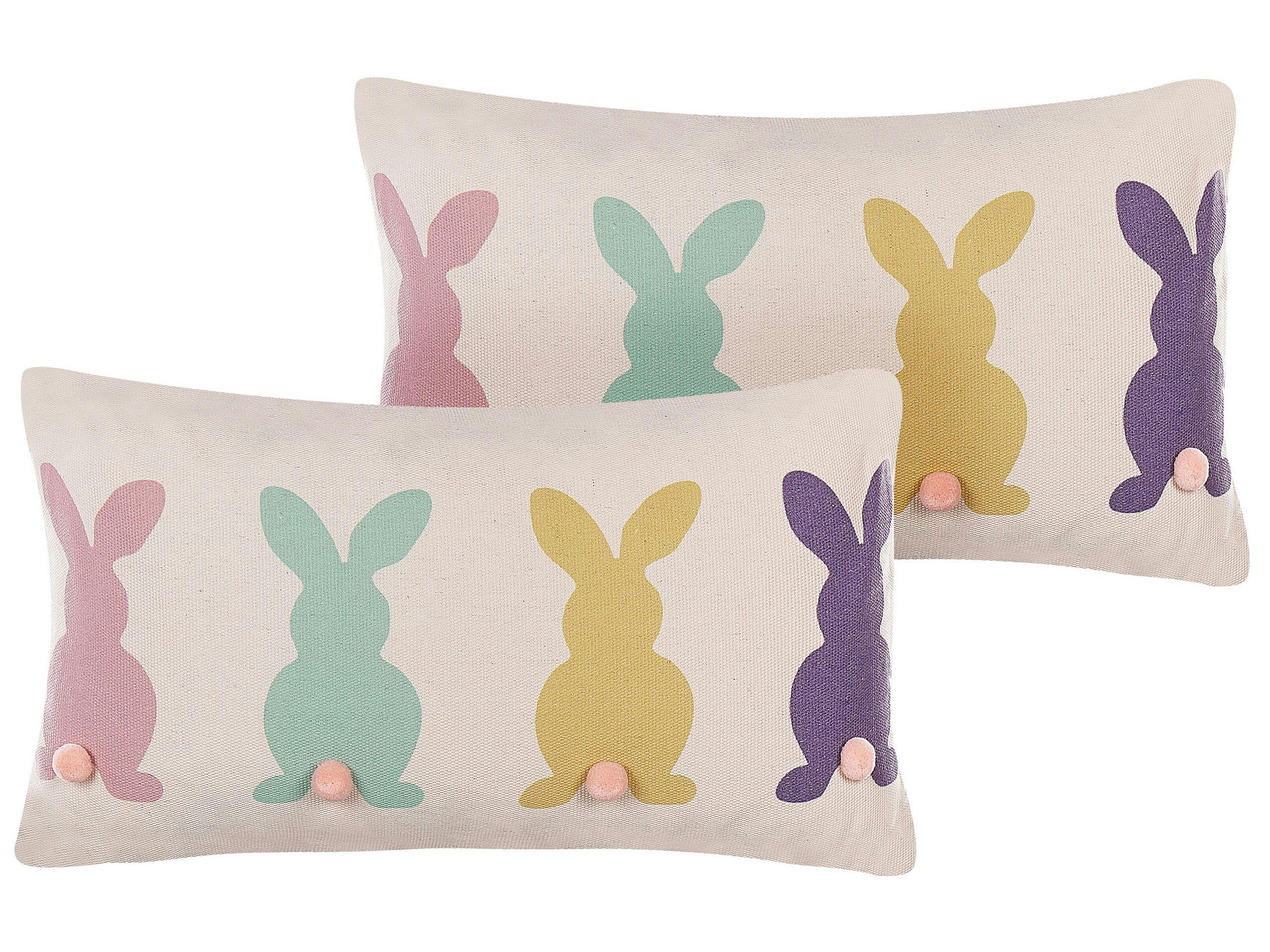CLUSIA - Lot de 2 coussin décoratifs en tissu beige 30x10cm