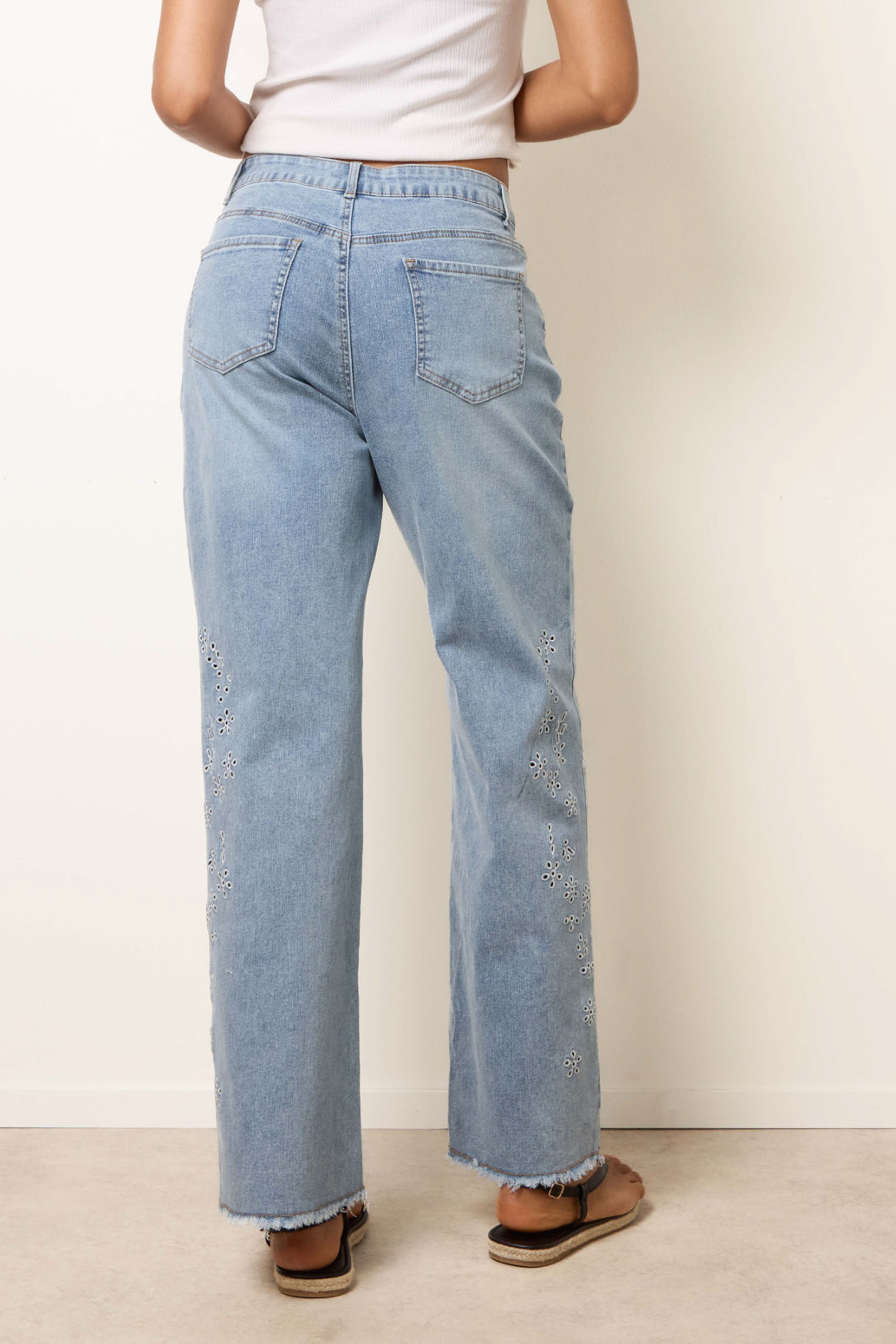 Blue Vanilla Light Blue Broidery Side Detail Jeans